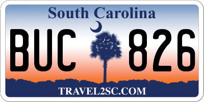 SC license plate BUC826