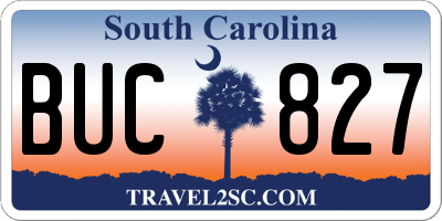 SC license plate BUC827