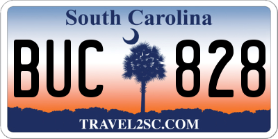 SC license plate BUC828