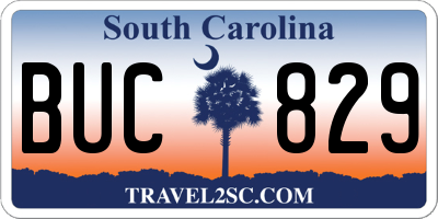 SC license plate BUC829
