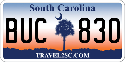 SC license plate BUC830