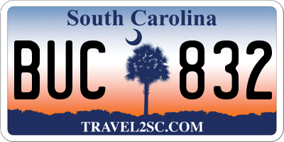 SC license plate BUC832