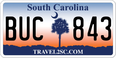 SC license plate BUC843