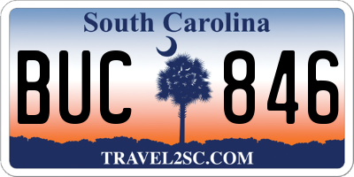 SC license plate BUC846