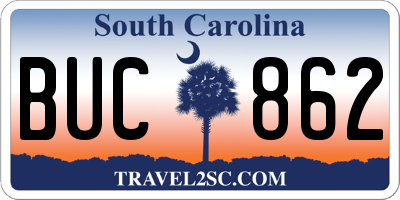 SC license plate BUC862