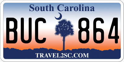SC license plate BUC864