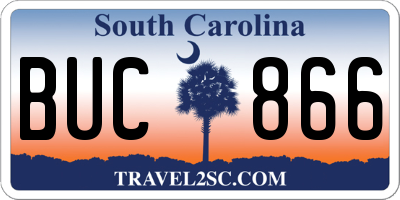 SC license plate BUC866