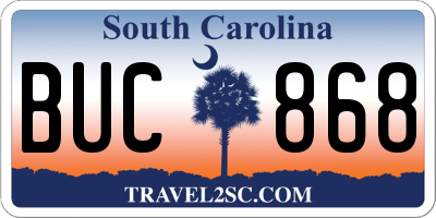 SC license plate BUC868