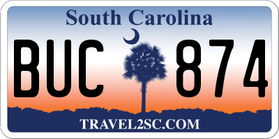 SC license plate BUC874