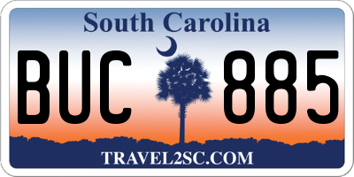 SC license plate BUC885