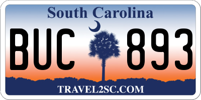 SC license plate BUC893