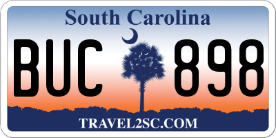 SC license plate BUC898
