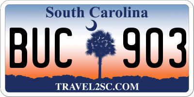 SC license plate BUC903