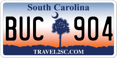SC license plate BUC904