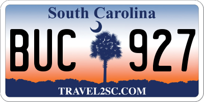 SC license plate BUC927