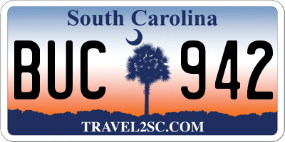 SC license plate BUC942