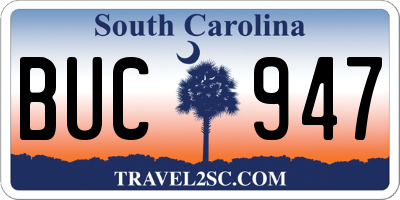 SC license plate BUC947