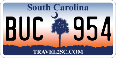 SC license plate BUC954