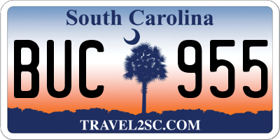 SC license plate BUC955