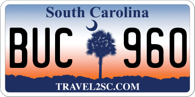 SC license plate BUC960