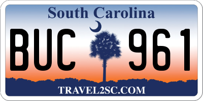SC license plate BUC961