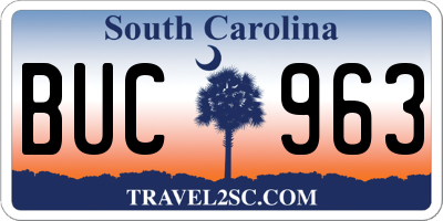 SC license plate BUC963