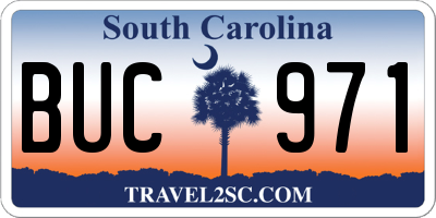 SC license plate BUC971