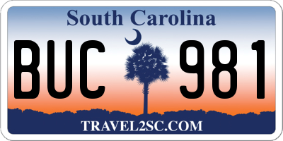 SC license plate BUC981
