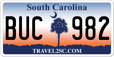 SC license plate BUC982