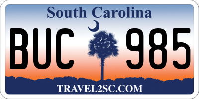 SC license plate BUC985