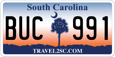 SC license plate BUC991