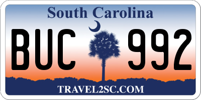 SC license plate BUC992