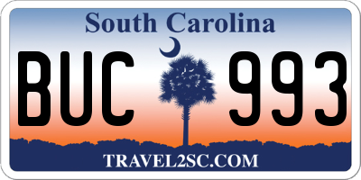 SC license plate BUC993