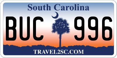 SC license plate BUC996