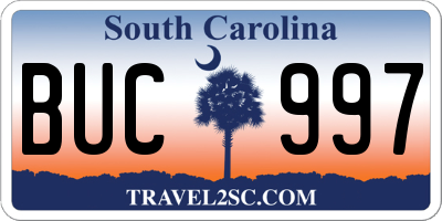 SC license plate BUC997