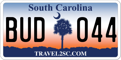 SC license plate BUD044