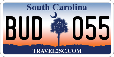 SC license plate BUD055