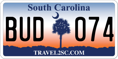 SC license plate BUD074