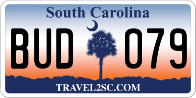 SC license plate BUD079
