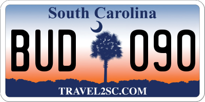 SC license plate BUD090