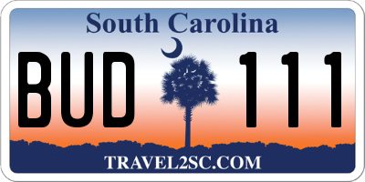 SC license plate BUD111