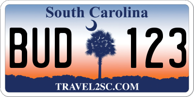 SC license plate BUD123