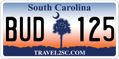 SC license plate BUD125