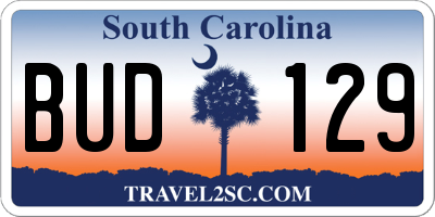 SC license plate BUD129