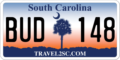 SC license plate BUD148