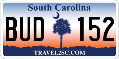 SC license plate BUD152