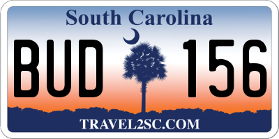 SC license plate BUD156