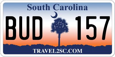 SC license plate BUD157