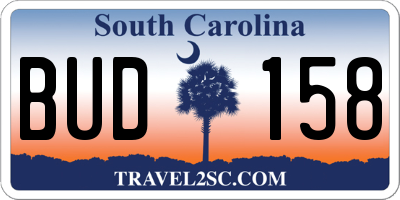 SC license plate BUD158