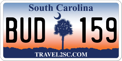 SC license plate BUD159